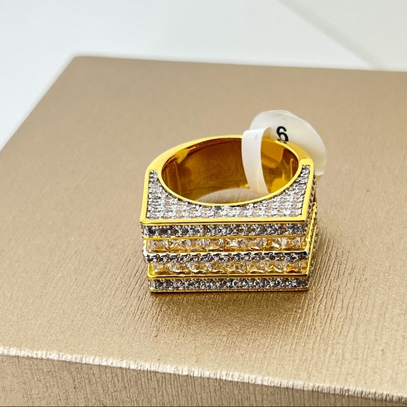 18K Gold Filled Mens High Quality Cubic Zirconia Ring Size 9,10 - Picture 7 of 10